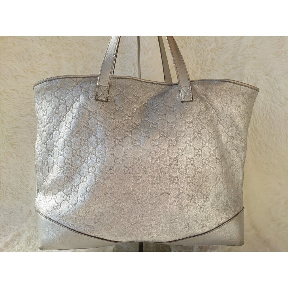GUCCI tote bag silver GG monogram leather
